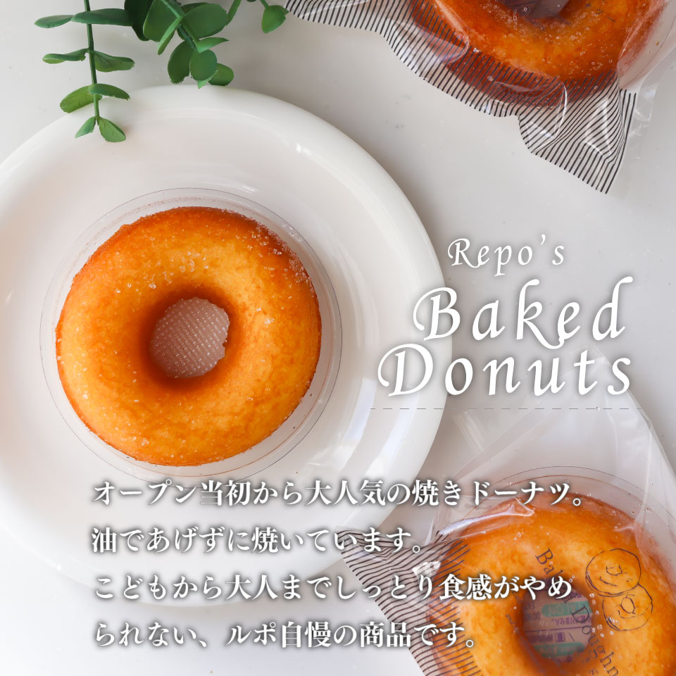 ＜焼きドーナツ 8個（家庭用・簡易包装）＞ 焼き菓子 揚げていない ドーナッツ おかしの家Repos(ルポ) 職人手作り パティシエ 着色料・保存料不使用 高知県 佐川町