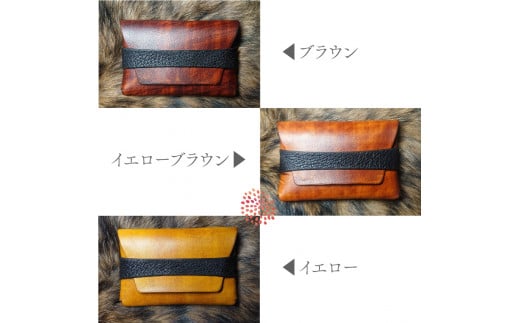 【ブラウン／1個】本革 猪皮 イノシシ革 牛革 名刺入れ レザー ケース 縫わない 大容量 シンプル おしゃれ 革工房 Tail brown 茶