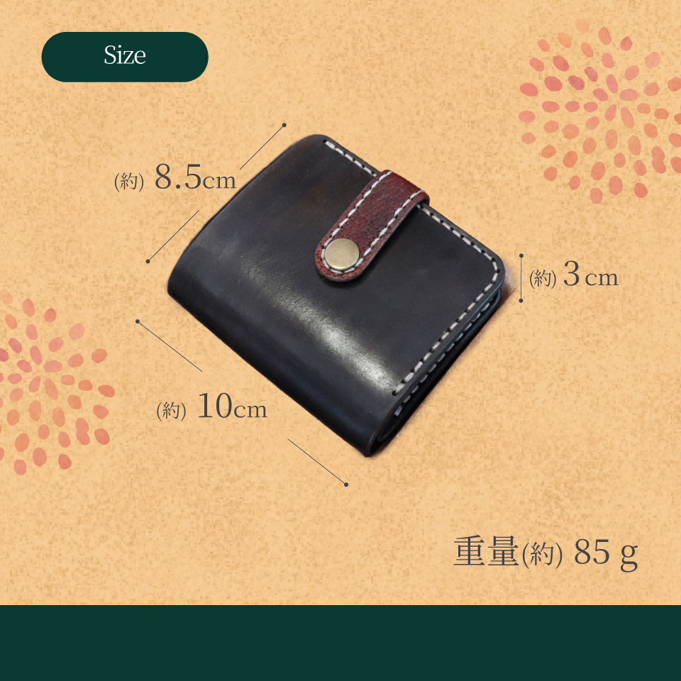 【グリーン】＜猪牛 本革 財布＞2つ折り 二つ折り コンパクト 猪革 牛革 ジビエレザー 小物 ウォレット さいふ 革工房Tail　green 緑