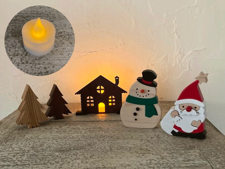 メリークリスマス Xmas Christmas スノーマンと サンタさん セット サンタクロース 木 置物  デコレーション クリスマスツリー 飾り 玄関 LED ライト付