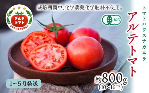 【2026年1月～5月頃発送】＜アルテトマト 約800g（10‐16玉）×1箱＞フルーツトマト 高知県 佐川町 トマトハウスナカムラ 栽培期間中化学農薬・化学肥料不使用