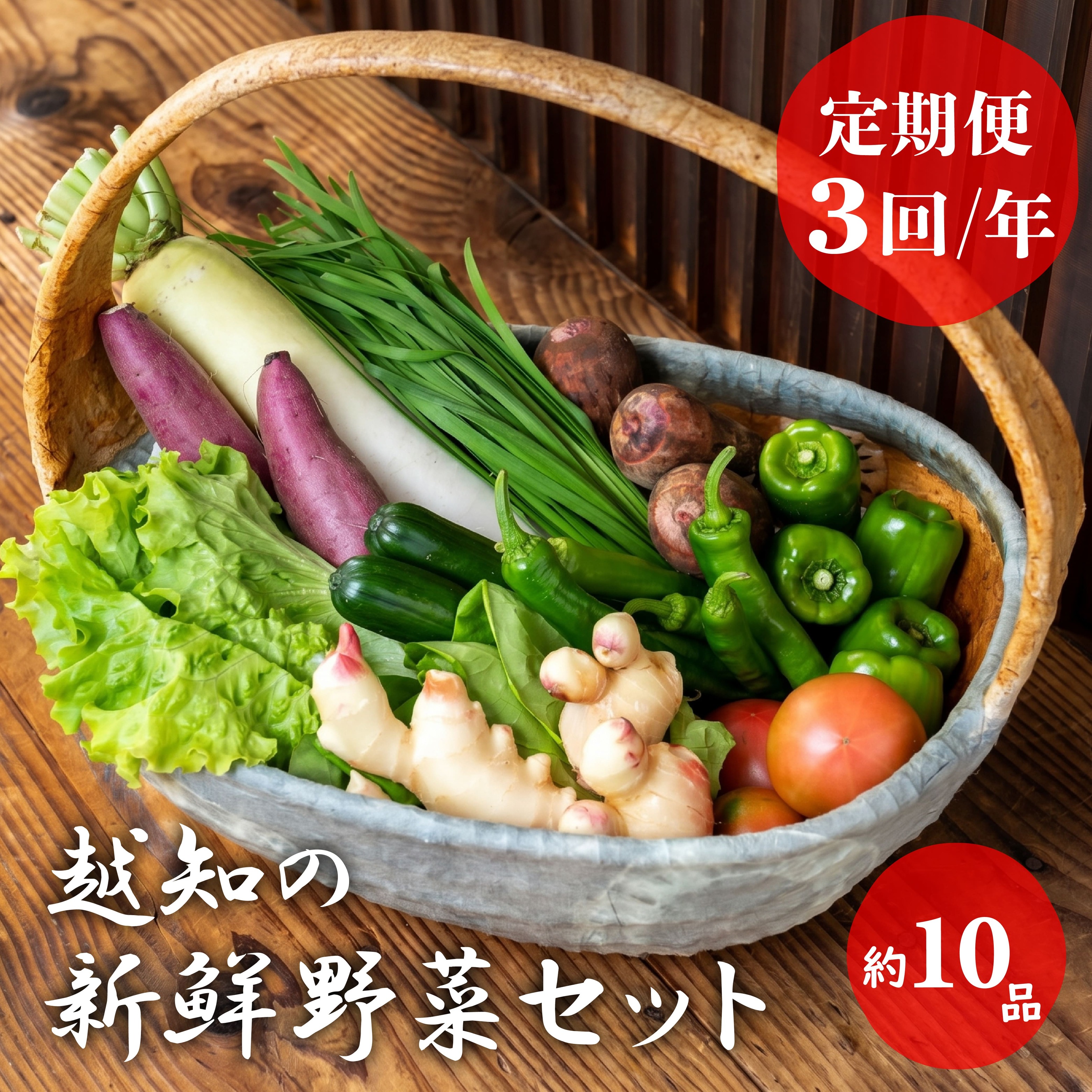 越知産市の季節の野菜セット(年3回発送)