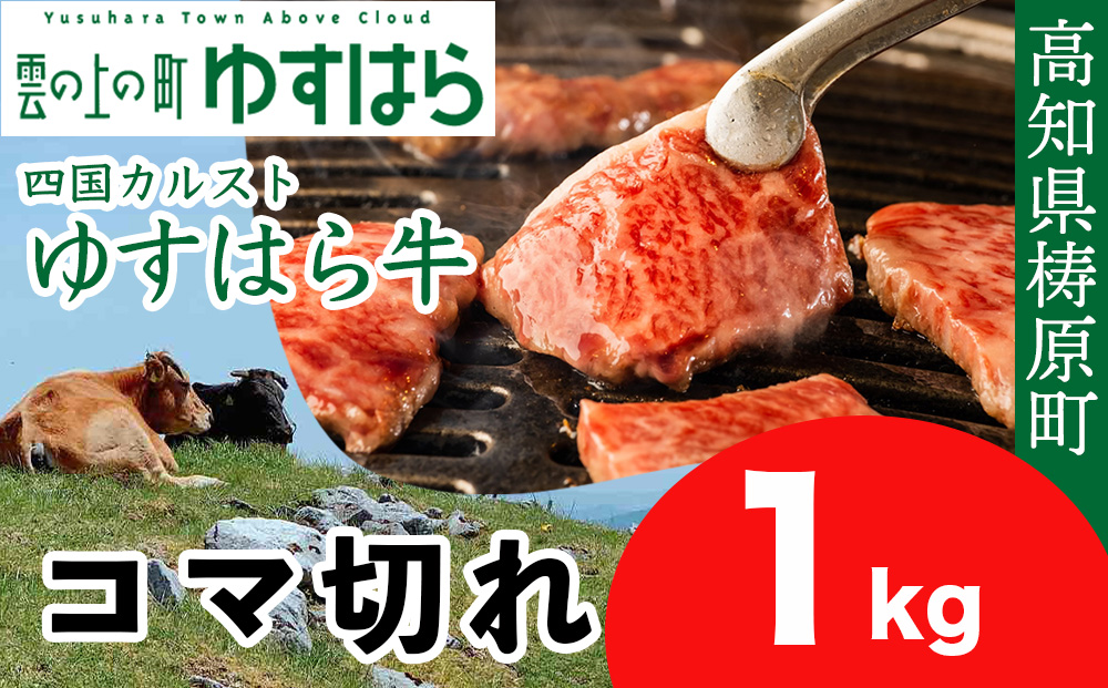 四国カルスト高原で育ったゆすはら牛 コマ切れ 1kg　牛肉 和牛 黒毛 こま切れ オレイン酸 高知県産