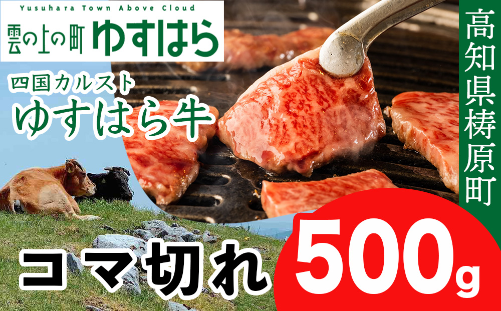 四国カルスト高原で育ったゆすはら牛 コマ切れ 500g　牛肉 和牛 黒毛 こま切れ オレイン酸 高知県産