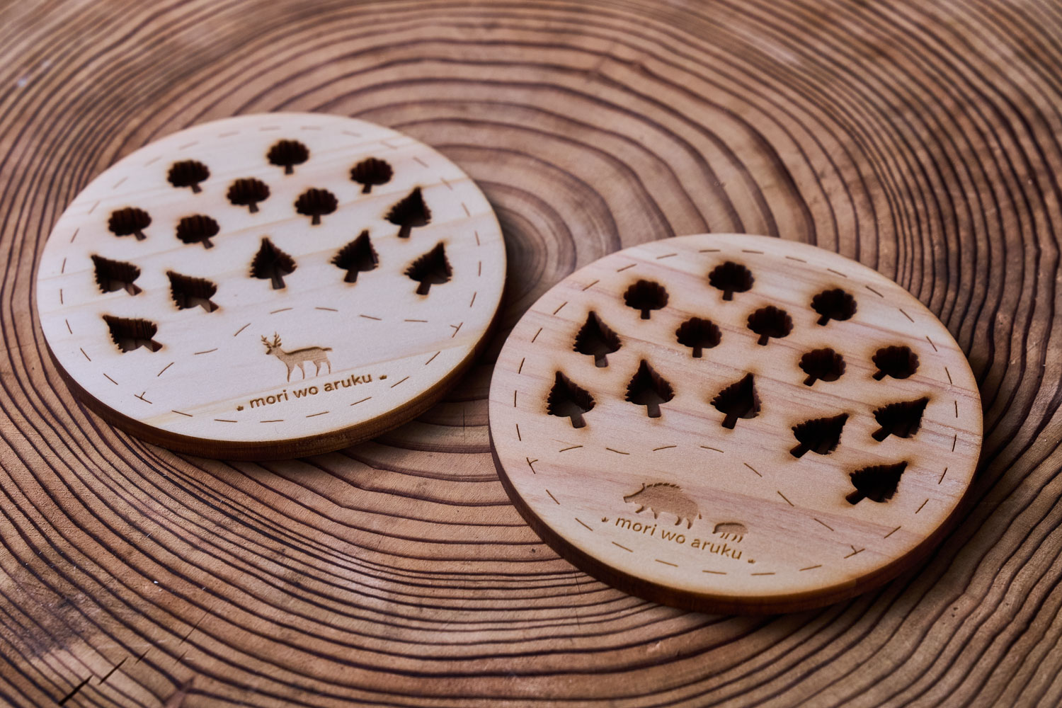 ゆすはらヒノキの森林の動物コースター４点セット