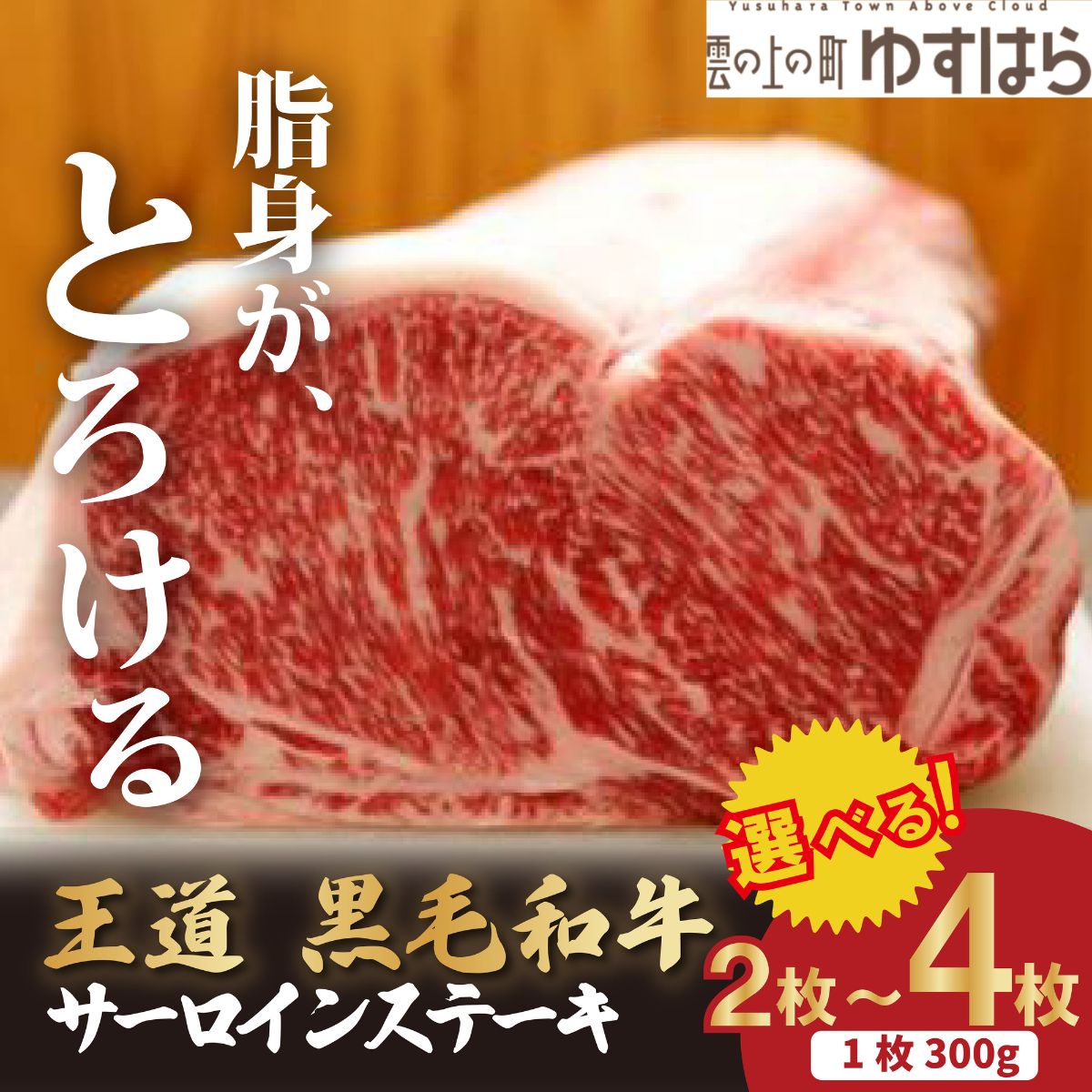 低温でも脂身がとろける梼原町産黒毛和牛 王道サーロインステーキ（4枚）【GA03】ステーキ すてーき ステーキ肉 すてーき肉 牛肉 国産 高知県産 冷凍便
