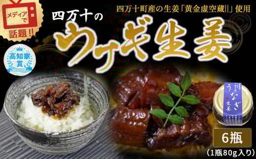 四万十うなぎ 生姜 6瓶セット（1瓶80g入り） ご飯のお供 鰻 ショウガ しょうが 肴 おかず 四万十鰻  瓶詰 おすすめ 人気 国産 厳選／Ess-15