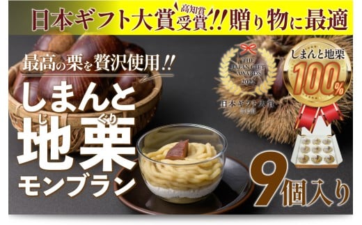 【新栗予約】【添加物不使用】栗のおいしさを追求！「しまんと地栗モンブラン(9個入)」／Qdr-209