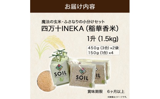 【有機玄米】希少な四万十の香る米 1升（1.5kg）セット 四万十INEKA（稲華香米） ／Fsg-05