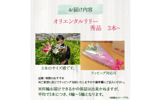日頃の感謝を「花束」で、オリエンタルリリー【秀品3本】／Osy-01