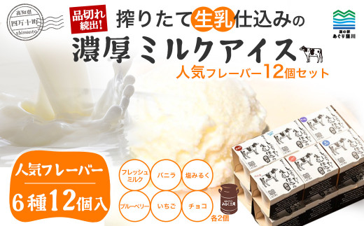 搾りたて生乳仕込みの濃厚ミルクアイス　人気フレーバー12個セット　Qak-36