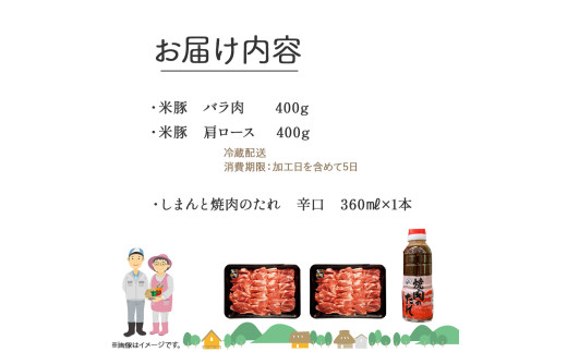 米で育ったブランド豚「しまんと米豚焼き肉セット」800g（400g×2）／Qjs-02