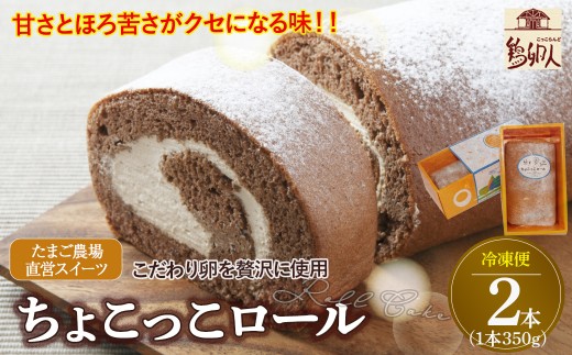 たまご農場直営スイーツ！甘さとほろ苦さがくせになる「ちょこっこロール」（2本セット・冷凍）【着日指定必須】／Gbn-39