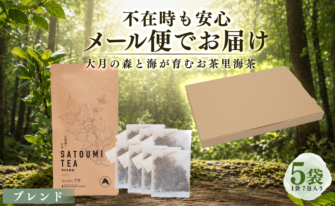 広葉樹のお茶 里海茶 ブレンド 5袋 35パック入り カフェインフリー ハマゴウティー お茶 ティー ティーパック 自然栽培 野草茶 ボタニカルティー 飲料 高知県 大月町