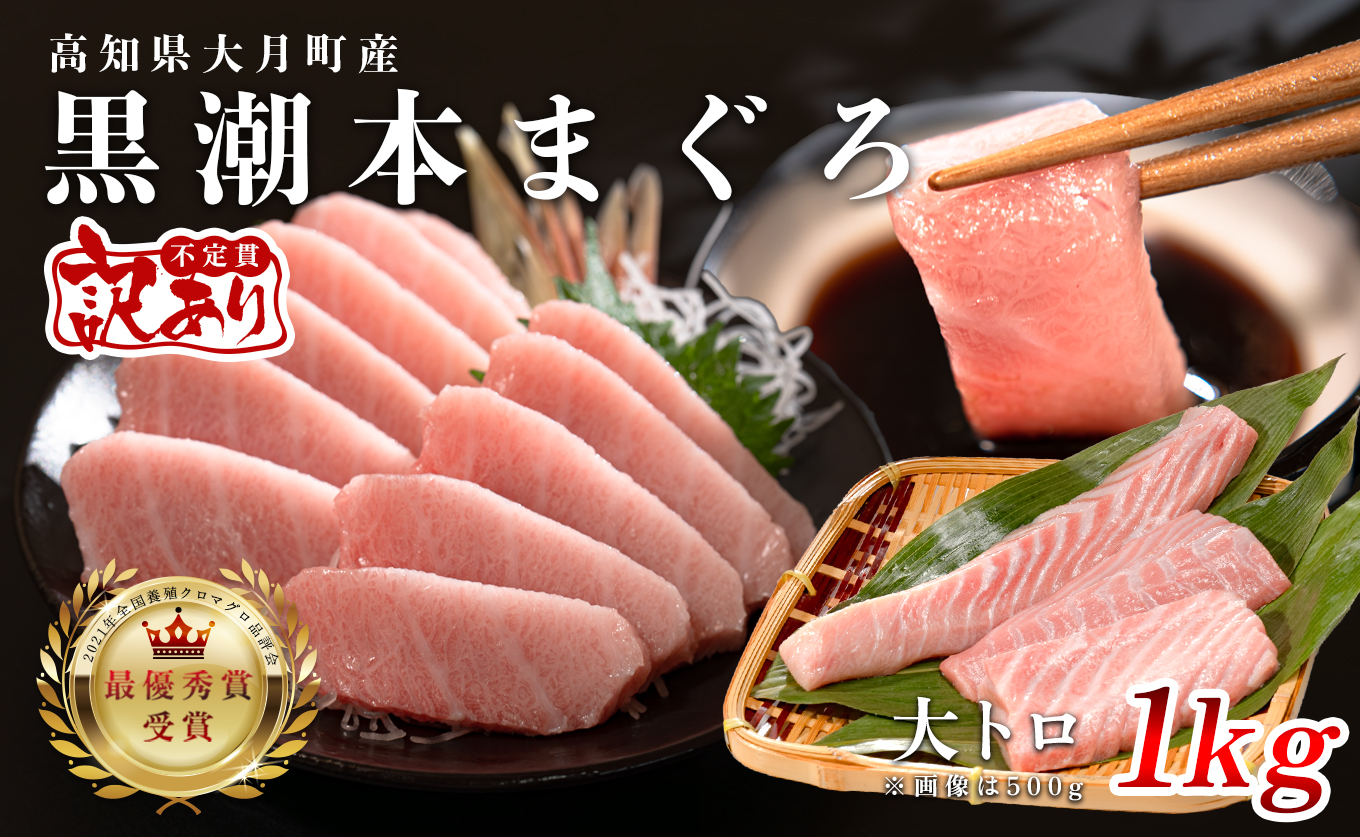 【訳アリ】養殖本マグロ 大トロ 1kg 黒潮本まぐろ｜不定貫 不揃い 刺身用 家庭用 最優秀賞受賞 日本一 配達日指定可 指定日配送可 本まぐろ まぐろ 鮪 小分け 個包装 丼 寿司 柵 急速冷凍 解凍簡単 産地直送 高知県 大月町