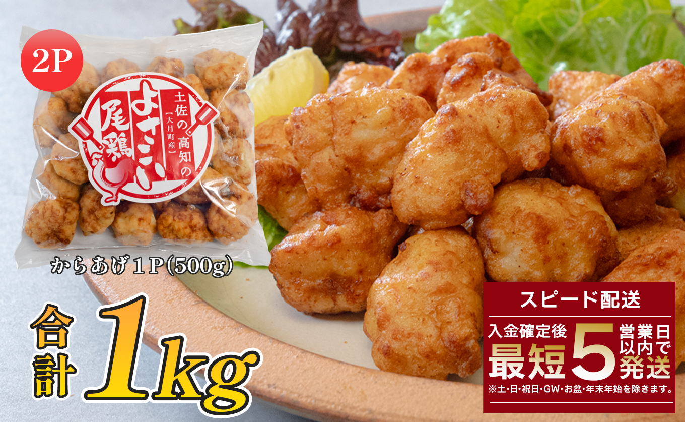 国産 よさこい尾鶏 鶏肉 和風しょう油唐揚げ 1kg 国産鶏肉 レンチン レンジ 冷凍 簡単調理 時短調理 タイパ おかず お弁当 晩ごはん おつまみ 惣菜 人気 セット チキン 唐揚げ 高知県 大月町産