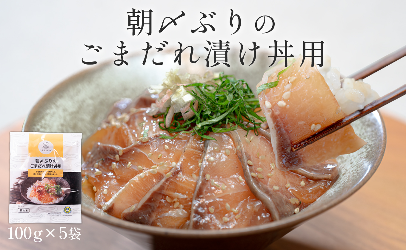 朝〆ぶり ごまだれ漬け丼用 100g×5袋 養殖 ブリ 鰤 海鮮 小分け 冷凍 簡単調理 新鮮 海鮮丼 家庭用 晩酌 高知県産 産地直送 おすすめ 人気 贈答 配達日指定可 高知県 大月町 うみのファーム