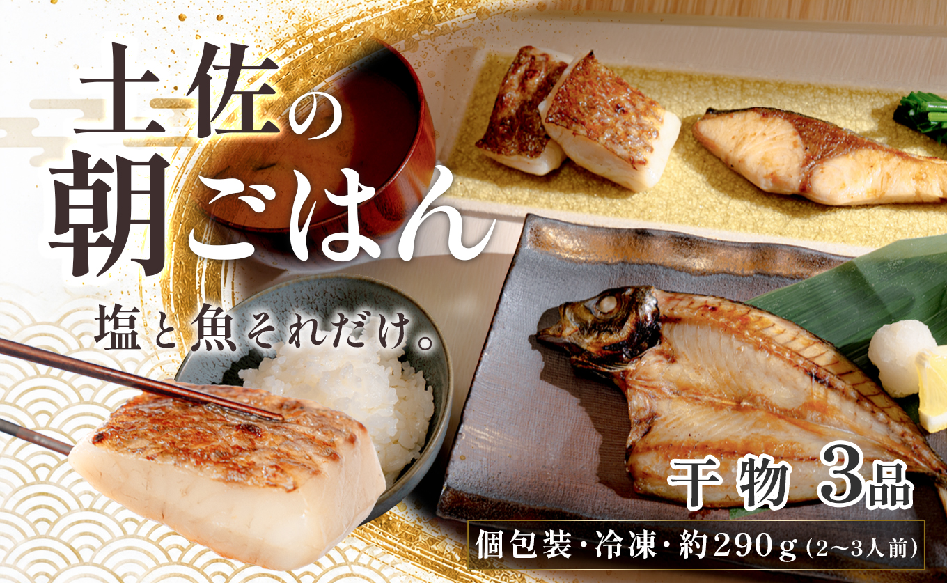 干物セット 3品 土佐の朝ごはん 干物 冷凍 個包装 焼き魚 ご飯のお供 2～3人前 母の日 父の日 ギフト 贈答 贈り物 御祝 内祝 お取り寄せ プレゼント お中元 お歳暮 旬 魚 海産物 高知県 大月町産 国産 未来鮮魚株式会社 大月海産 産地直送