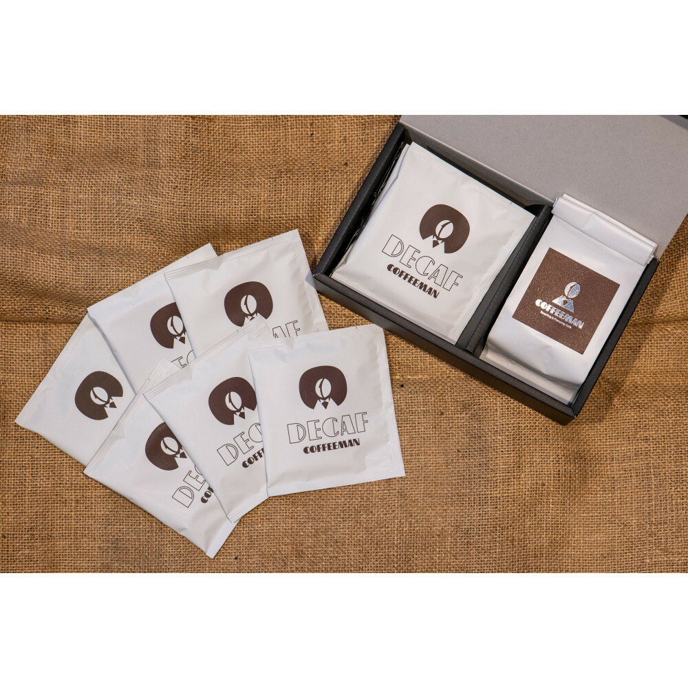 セット【福岡市COFFEEMAN】デカフェブレンドセット(粉)200g＋ドリップバッグ(10g)×6個