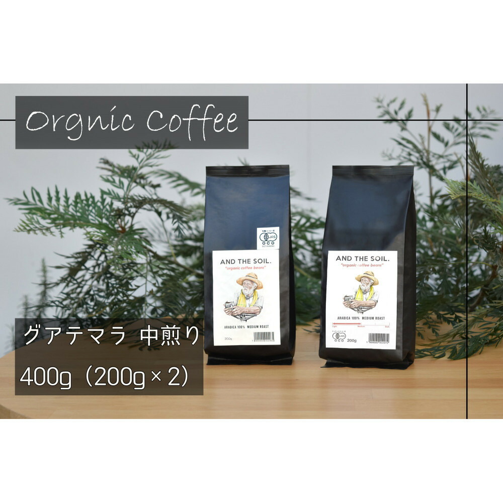 【福岡高砂】AND THE SOIL.オリジナル焙煎オーガニックコーヒー豆GUA　中煎り400g