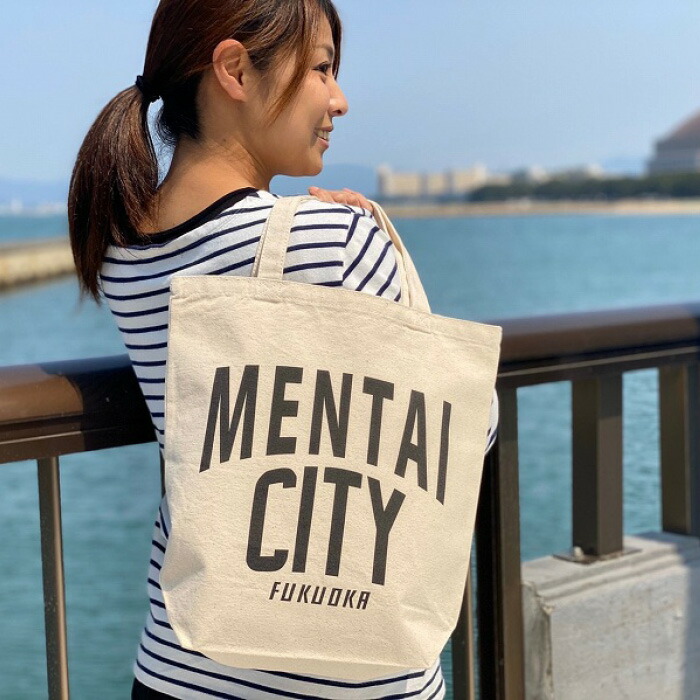 MENTAI CITY エコバッグ（ロゴ) 2個セット | 納税 返礼品 福岡 福岡県 福岡市 キャンバストートバッグ トート コットントート コットンバッグ エコ トートバック デイリー 福岡県福岡市 お取り寄せ 取り寄せ おしゃれ かわいい