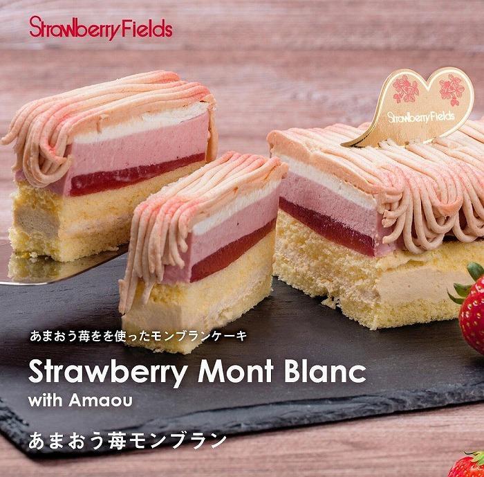 【福岡市】あまおう苺モンブランケーキ 1個（15cm×7.5cm×5.5cm）ストロベリーフィールズ