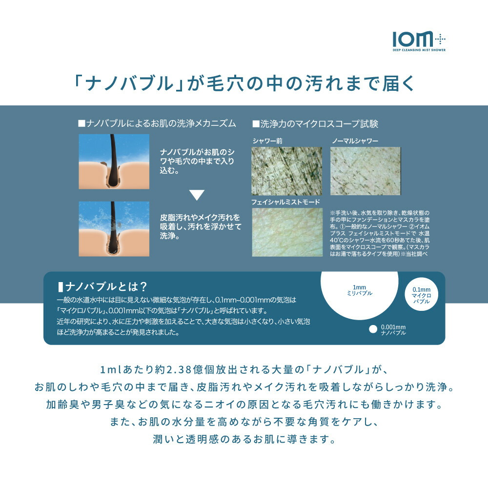 シャワーヘッド クレイツ ディープクレンジング ミストシャワー IOM＋ イオムプラス CIMSH-X06N ナノバブル 節水 美容 日用品 バス用品 ヘアケア ボディケア 博多 福岡市