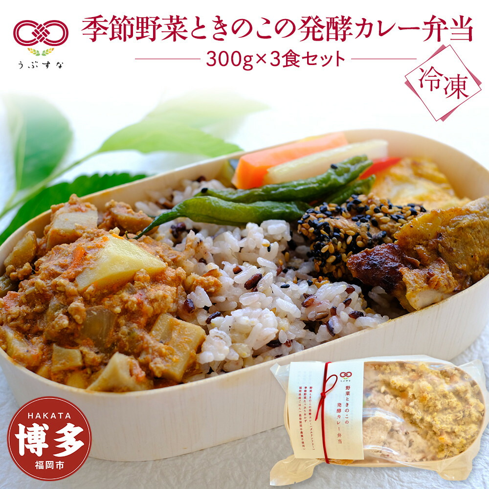 【冷凍】季節野菜ときのこの発酵カレー弁当3食セット　九州　福岡　国産食材　オーガニック
