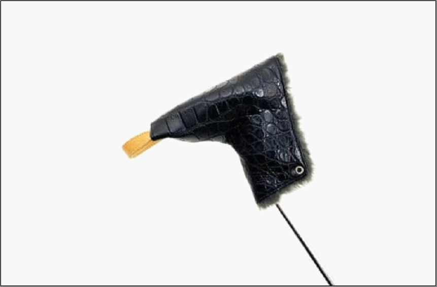 【ブラック】博多革工房HOMMONが作ったゴルフパター用ヘッドカバー【クロコダイル】