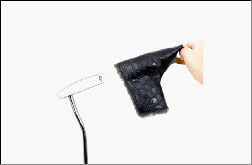【ブラック】博多革工房HOMMONが作ったゴルフパター用ヘッドカバー【クロコダイル】