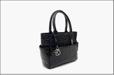 【ブラック】博多革工房HOMMONが作ったゴルフカートバッグ【クロコダイル】