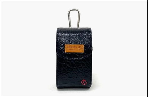 【ブラック】博多革工房HOMMONが作ったゴルフ距離計ケース【クロコダイル】