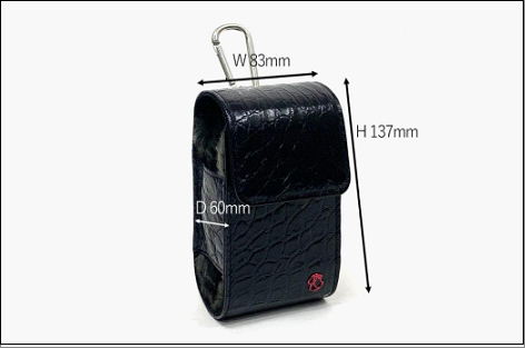 【ブラック】博多革工房HOMMONが作ったゴルフ距離計ケースLサイズ【クロコダイル】