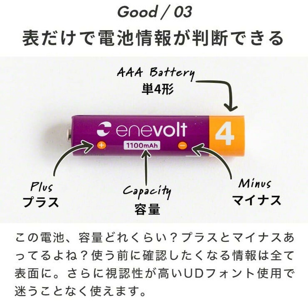 ãenevoltã å
黿± 1100mAh å4 ãšããã«ã 8æ¬ã»ãã ã1幎éä¿èšŒã EV11008C