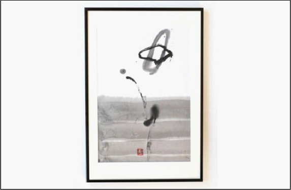 福岡市ゆかりの墨象作品《流紋》原画（A3額装）／「結びゆくものたち」三部作より