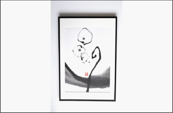 福岡市ゆかりの墨象作品《光種》原画（A3額装）／「風と街と、心のかたち」シリーズより