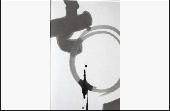 福岡市ゆかりの墨象作品《淡環》原画（A3額装）／「風と街と、心のかたち」シリーズより