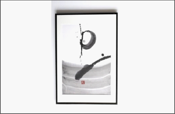 福岡市ゆかりの墨象作品《潮結》原画（A3額装）／「風と街と、心のかたち」シリーズより