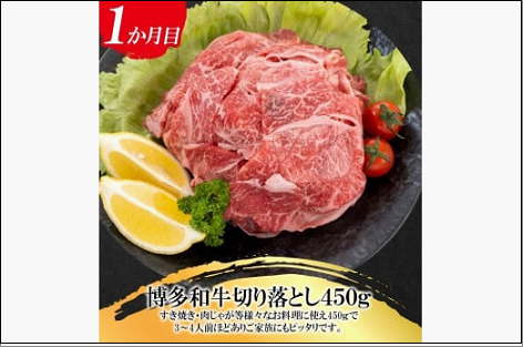 福岡県産 黒毛和牛A4ランク以上の博多和牛！ 3か月定期便 Bコース