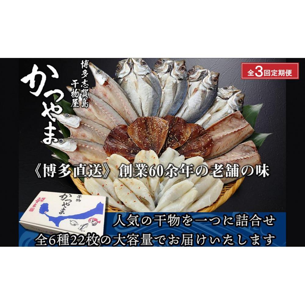 【全3回定期便】昔ながらの製法で作った干物詰合せ 全6種22枚×3回
