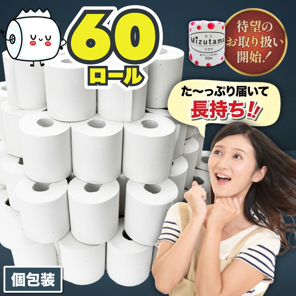 トイレットペーパー 水玉 55ｍ×60個【福岡市】