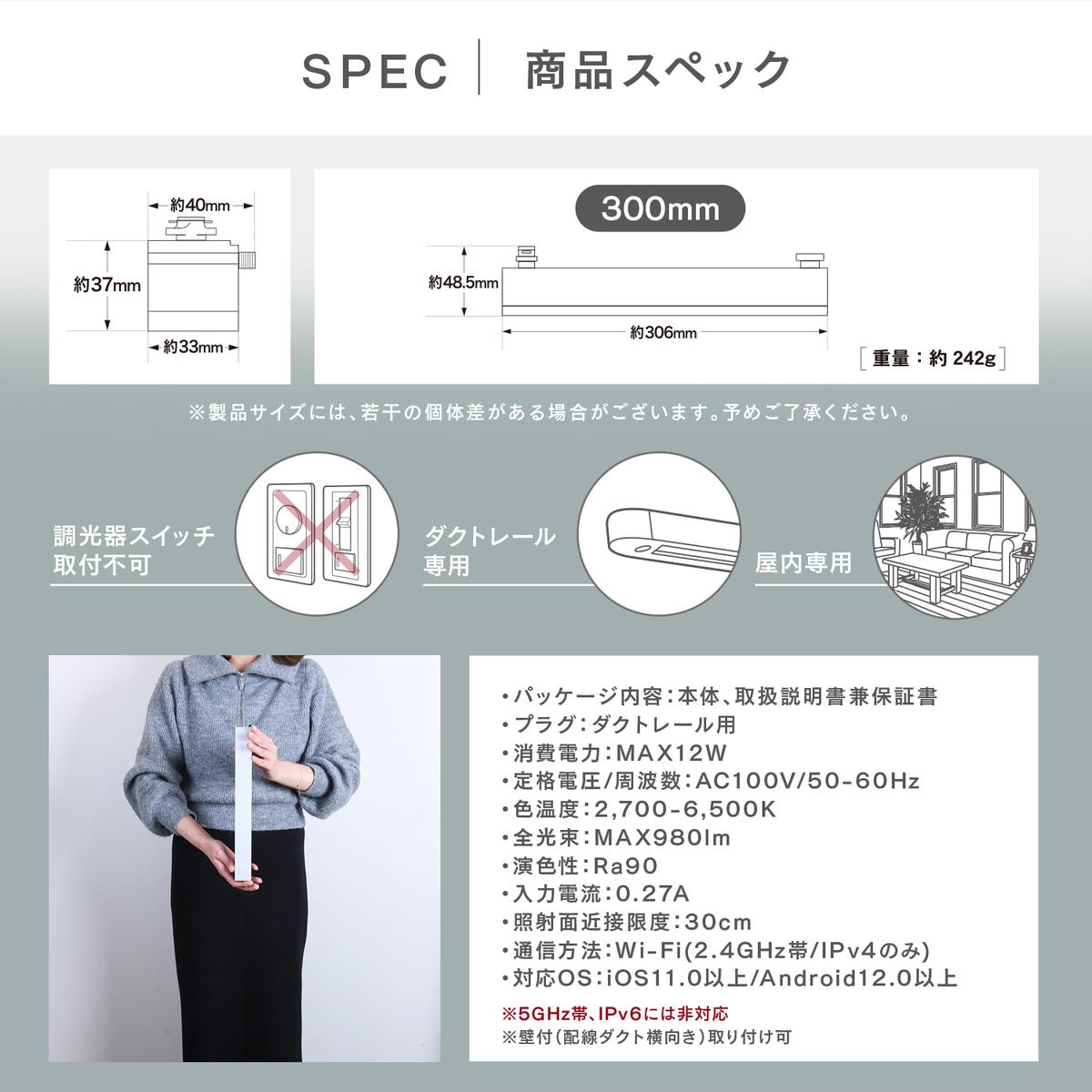 エジソンスマート ラインライト 300mm for ダクトレール ブラック 福岡市