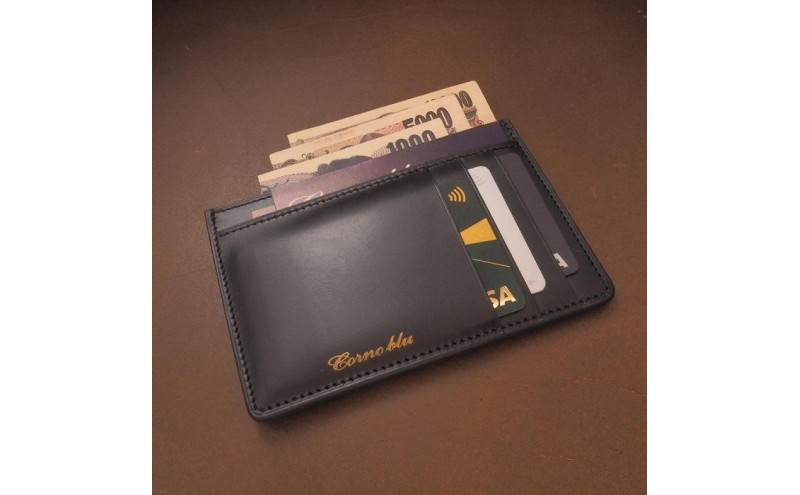 【福岡市】Cornoblu　イルチアカーフ　ミニマムウォレット　ブラック