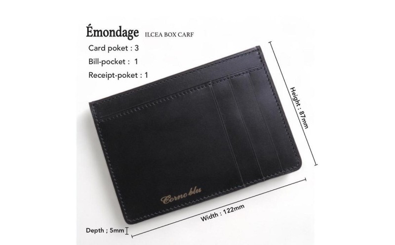 【福岡市】Cornoblu　イルチアカーフ　ミニマムウォレット　ブラック