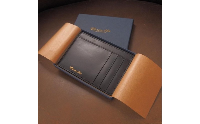 【福岡市】Cornoblu　イルチアカーフ　ミニマムウォレット　ブラック