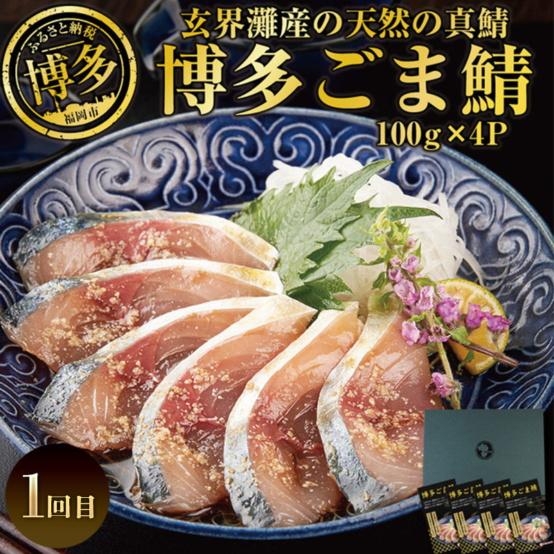 博多うまか 定期便 4回（博多ごま鯖セット/辛子明太子 1本もの/博多もつ鍋3～4人前/博多ごま鯖&ごま鯛） ま鯖 博多 お取り寄せ 天然真鯖 ごま鯖 長浜市場 鮮魚 冷凍 ごまさば 個包装 九州 醤油 ごま鯖 福岡 郷土料理 魚卵 魚介類 水産 食品
