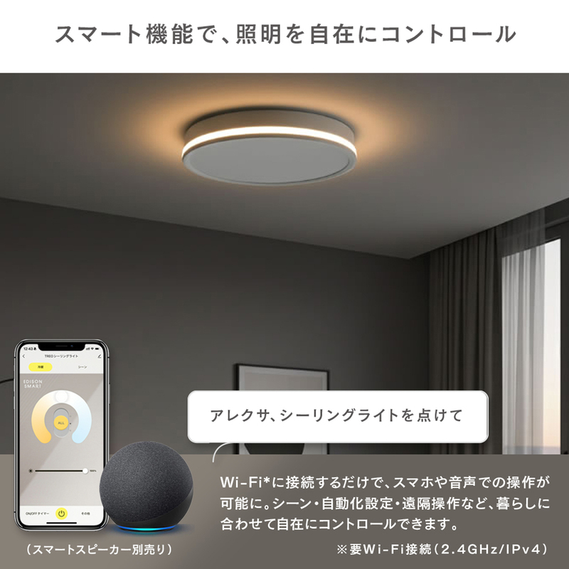 エジソンスマート TREO シーリングライト 福岡市【ブラック】