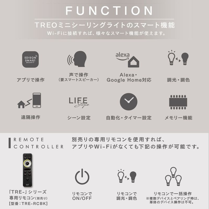 エジソンスマート TREO ミニシーリングライト 引掛けシーリング用 福岡市【ホワイト】
