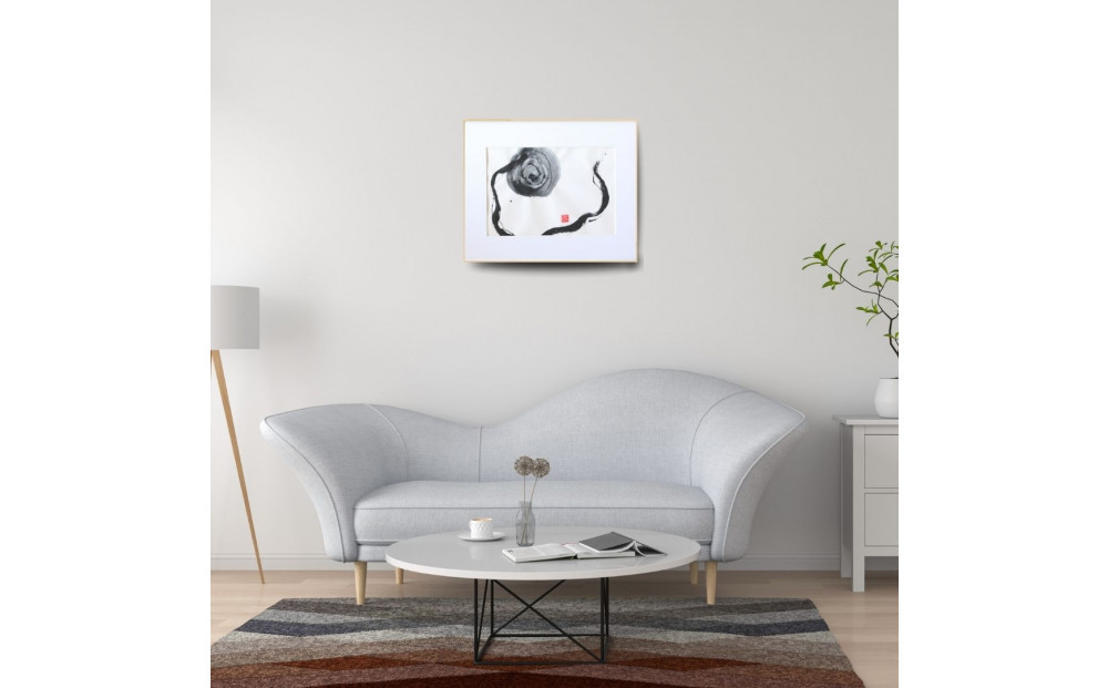 【全4回】福岡市書道家による四季を感じる墨象作品 定期便（A3額装）