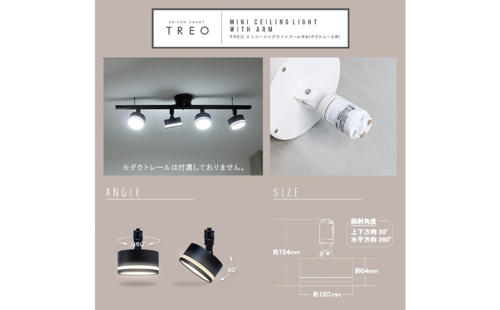 エジソンスマート TREO ミニシーリングライト アーム付き(ダクトレール用) 【ブラック】 福岡市